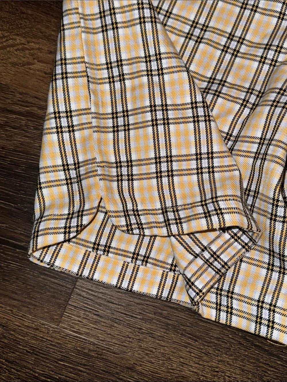 Collusion High Waist Plaid Cotton Shorts in Yellow